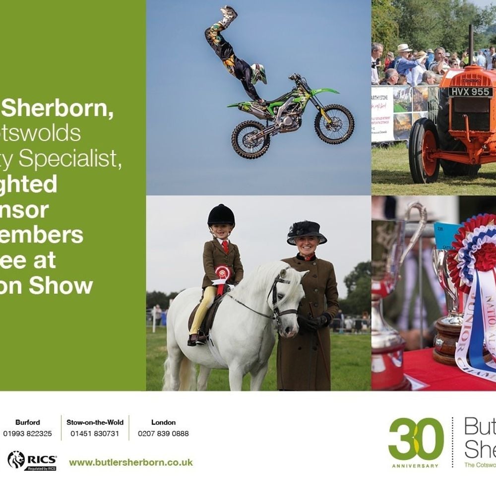 Image for article: Butler Sherborn is again delighted to sponsor The Members Marquee at Moreton Show - Saturday 3rd September 2022 - Gates open at 08:30am